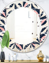 Floral Retro Botanical Pattern III - Modern Round or Oval Wall Mirror - Leaves