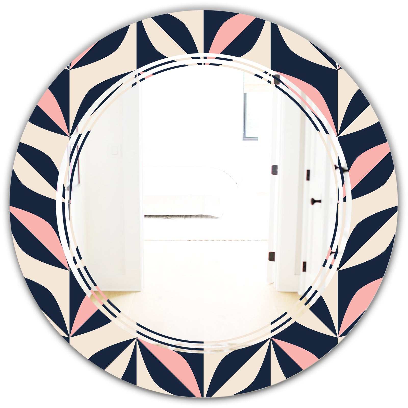 Floral Retro Botanical Pattern III - Modern Round or Oval Wall Mirror - Triple C