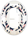 Floral Retro Botanical Pattern III - Modern Round or Oval Wall Mirror - Space