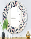 Floral Retro Botanical Pattern III - Modern Round or Oval Wall Mirror - Wave