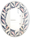 Floral Retro Botanical Pattern III - Modern Round or Oval Wall Mirror - Wave