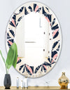 Floral Retro Botanical Pattern III - Modern Round or Oval Wall Mirror - Leaves