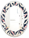 Floral Retro Botanical Pattern III - Modern Round or Oval Wall Mirror - Leaves