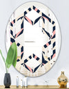 Floral Retro Botanical Pattern III - Modern Round or Oval Wall Mirror - Hexagon Star