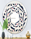 Floral Retro Botanical Pattern III - Modern Round or Oval Wall Mirror - Whirl