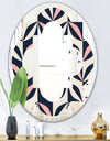 Floral Retro Botanical Pattern III - Modern Round or Oval Wall Mirror - Quatrefoil