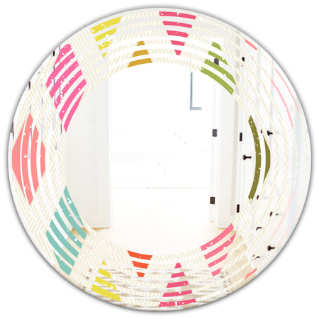 Diamond Retro III - Modern Round or Oval Wall Mirror - Wave