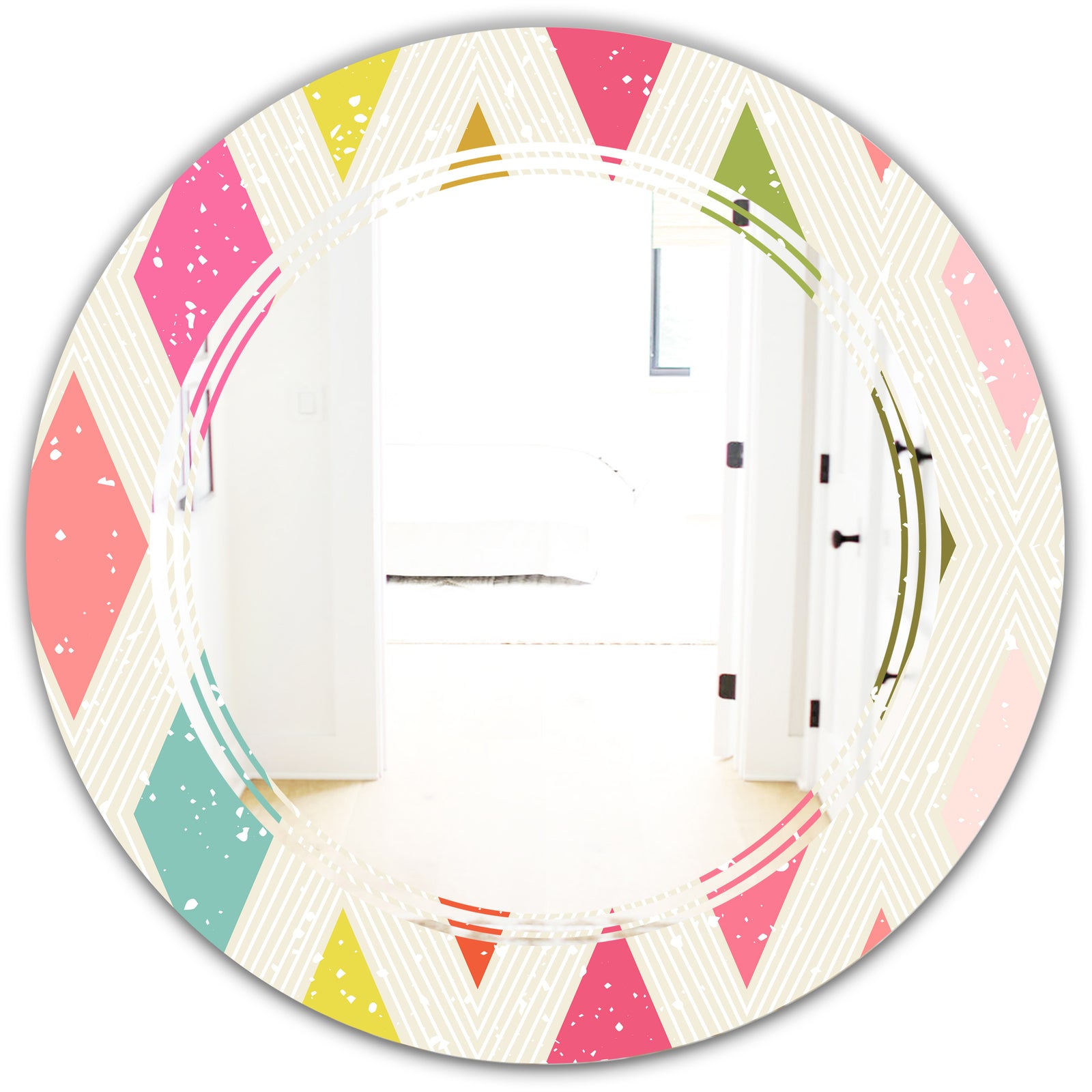 Diamond Retro III - Modern Round or Oval Wall Mirror - Triple C