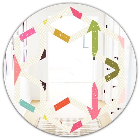 Diamond Retro III - Modern Round or Oval Wall Mirror - Hexagon Star