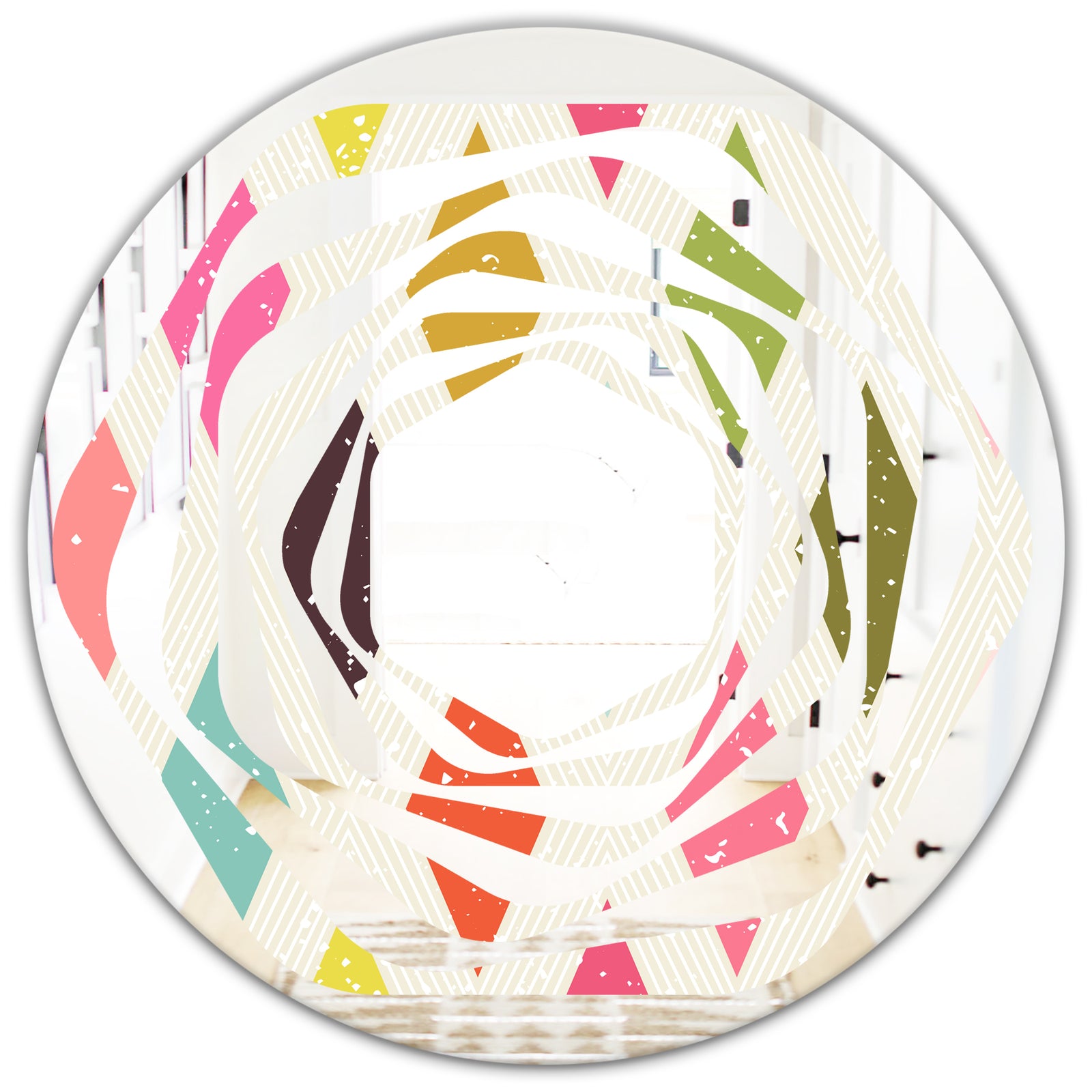 Diamond Retro III - Modern Round or Oval Wall Mirror - Whirl