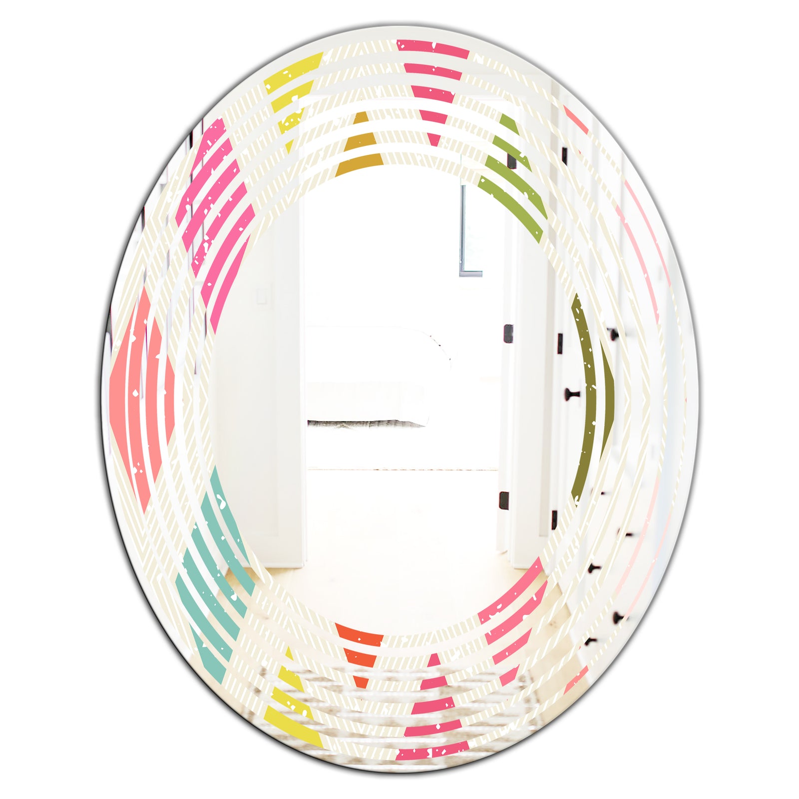 Diamond Retro III - Modern Round or Oval Wall Mirror - Wave