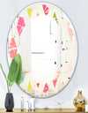 Diamond Retro III - Modern Round or Oval Wall Mirror - Leaves