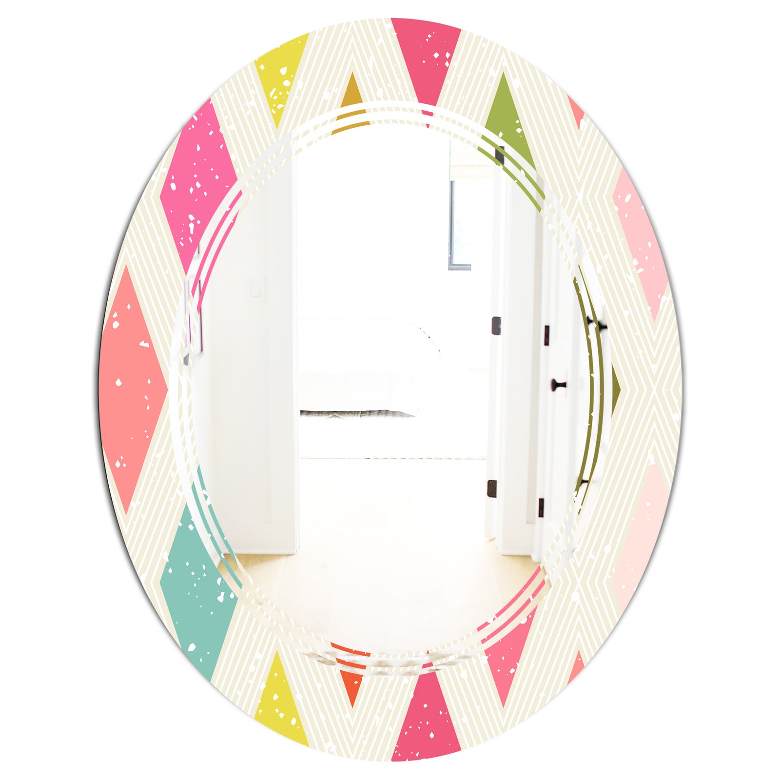 Diamond Retro III - Modern Round or Oval Wall Mirror - Triple C
