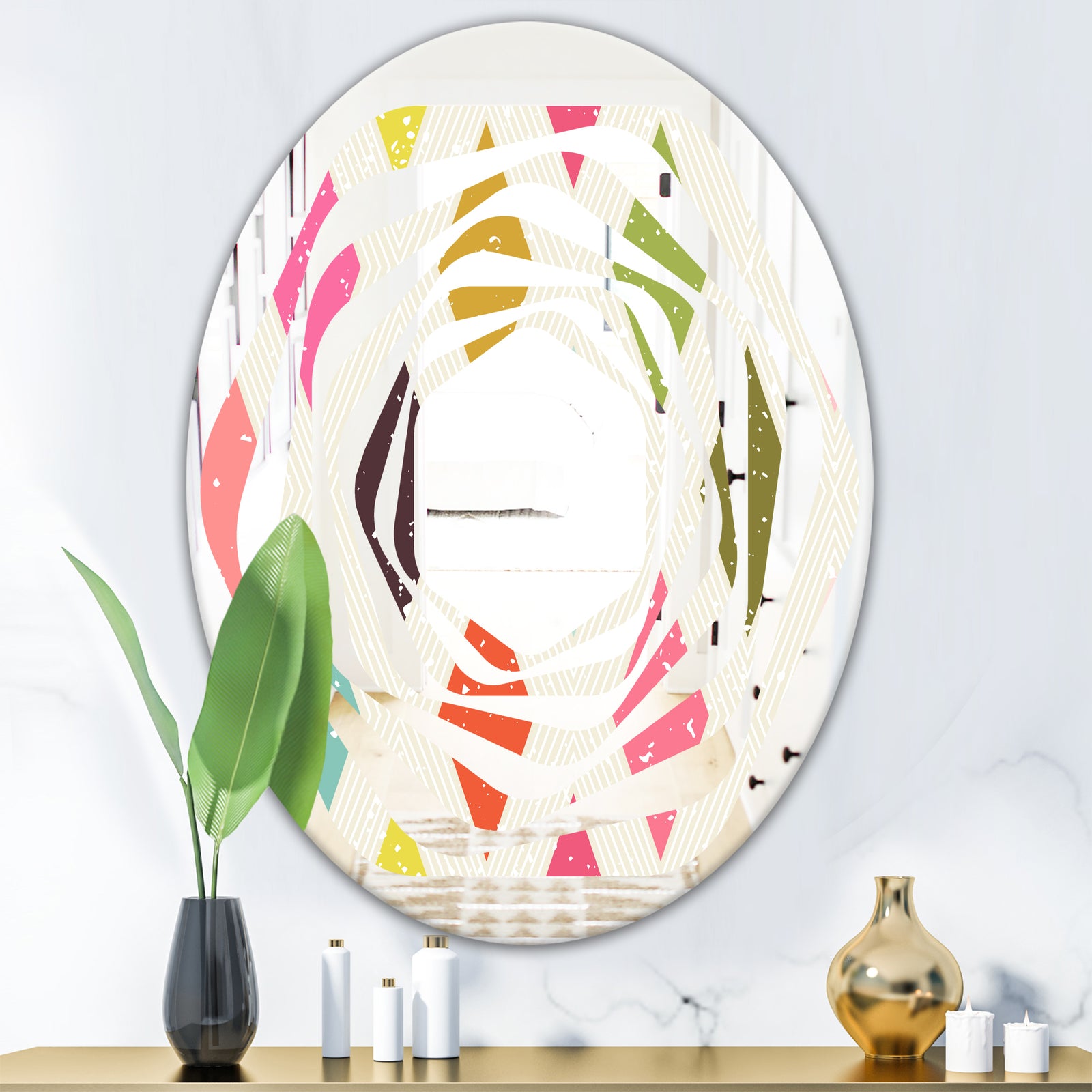 Diamond Retro III - Modern Round or Oval Wall Mirror - Whirl