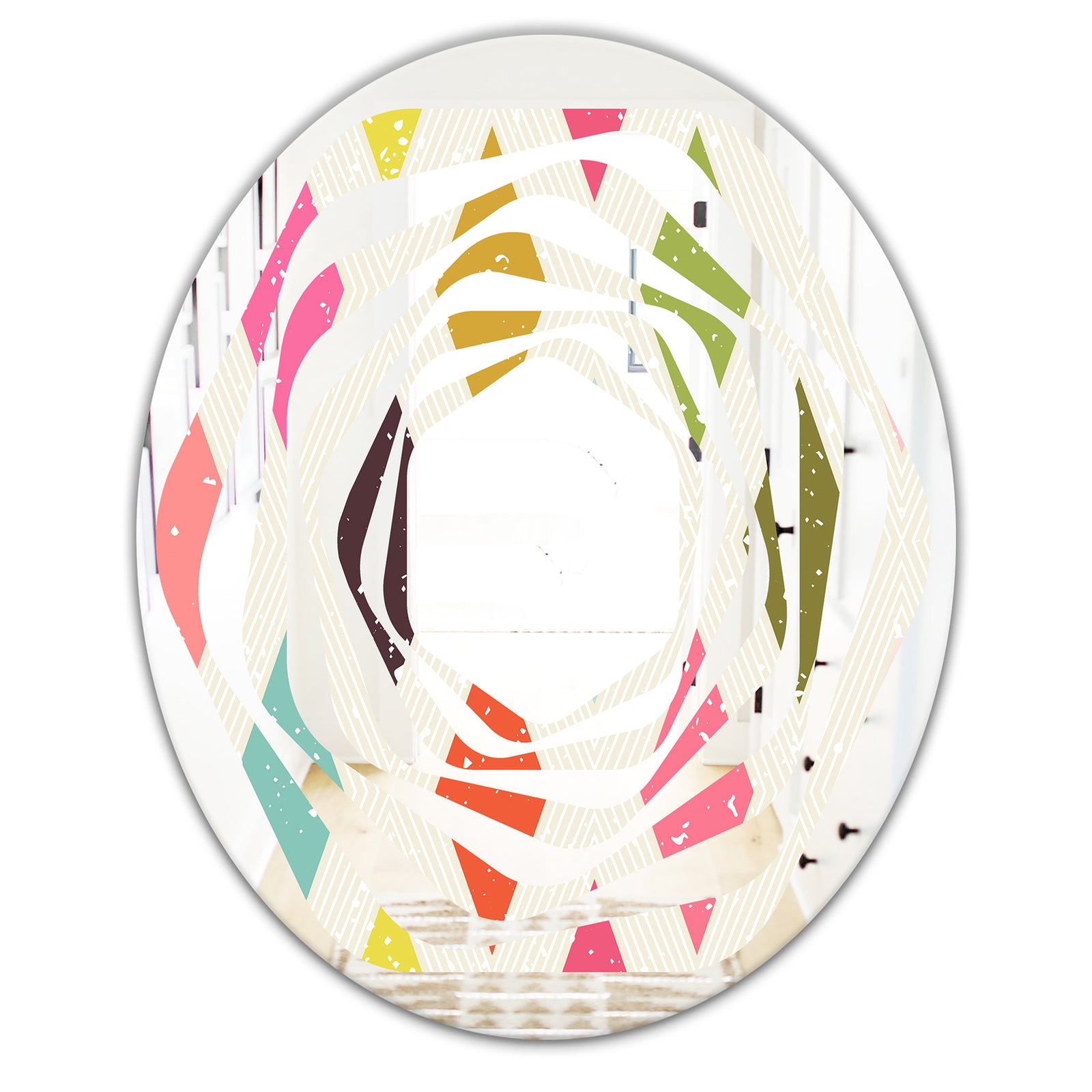 Diamond Retro III - Modern Round or Oval Wall Mirror - Whirl