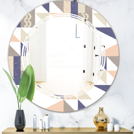 Retro Geometric Design X - Modern Round or Oval Wall Mirror - Triple C