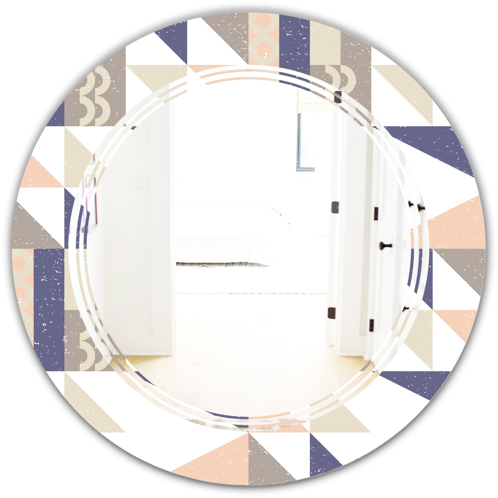 Retro Geometric Design X - Modern Round or Oval Wall Mirror - Triple C