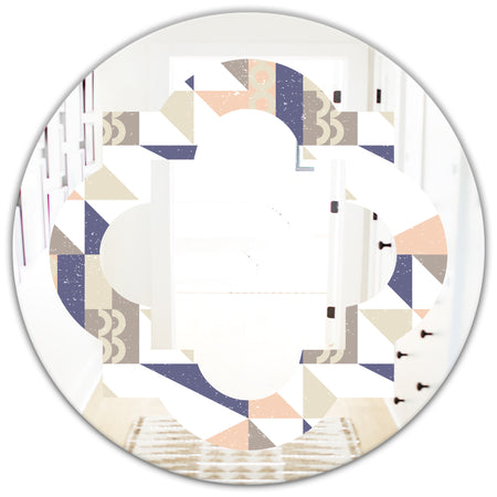 Retro Geometric Design X - Modern Round or Oval Wall Mirror - Quatrefoil