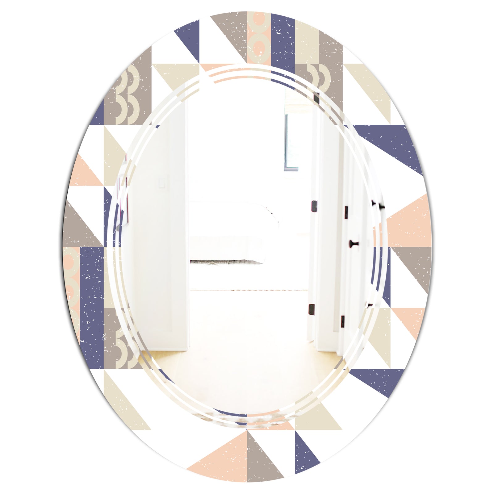 Retro Geometric Design X - Modern Round or Oval Wall Mirror - Triple C
