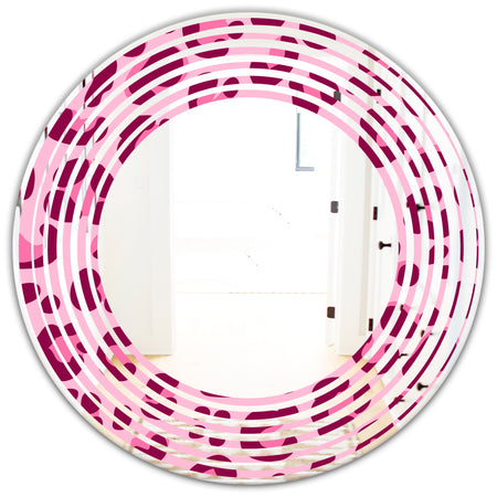 Pink Leopard Pattern - Modern Round or Oval Wall Mirror - Wave