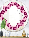 Pink Leopard Pattern - Modern Round or Oval Wall Mirror - Quatrefoil