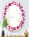Pink Leopard Pattern - Modern Round or Oval Wall Mirror - Leaves
