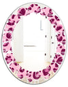 Pink Leopard Pattern - Modern Round or Oval Wall Mirror - Leaves