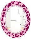 Pink Leopard Pattern - Modern Round or Oval Wall Mirror - Triple C