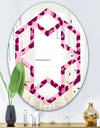 Pink Leopard Pattern - Modern Round or Oval Wall Mirror - Hexagon Star