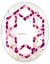 Pink Leopard Pattern - Modern Round or Oval Wall Mirror - Hexagon Star
