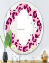 Pink Leopard Pattern - Modern Round or Oval Wall Mirror - Quatrefoil