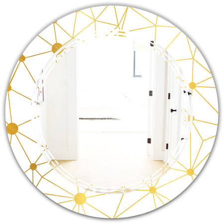 Golden Grid I - Modern Round or Oval Wall Mirror - Triple C
