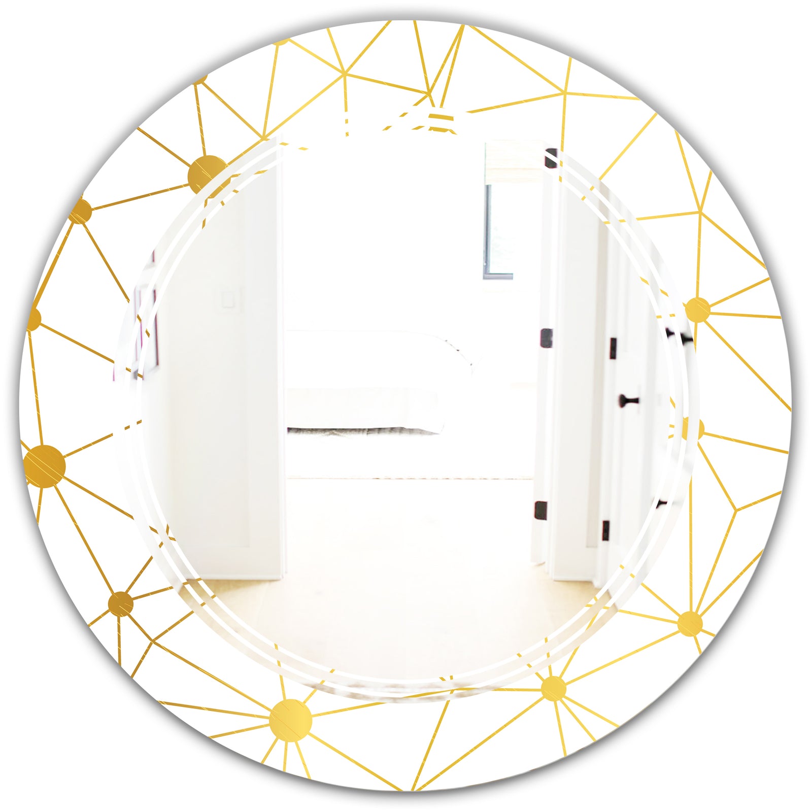 Golden Grid I - Modern Round or Oval Wall Mirror - Triple C