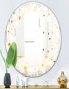 Golden Grid I - Modern Round or Oval Wall Mirror - Leaves