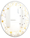 Golden Grid I - Modern Round or Oval Wall Mirror - Leaves