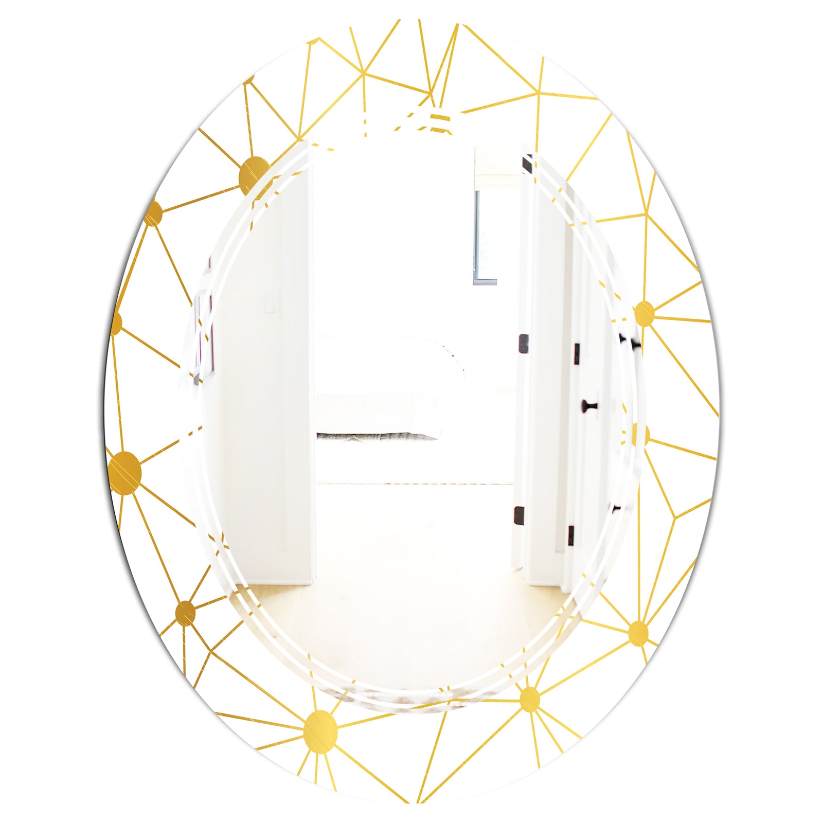 Golden Grid I - Modern Round or Oval Wall Mirror - Triple C