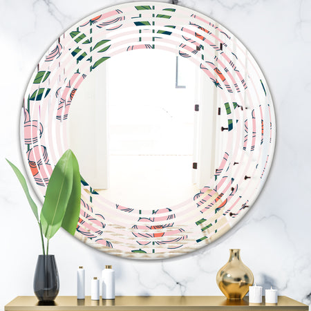 Floral Botanical Retro XII - Cottage Round or Oval Wall Mirror - Wave