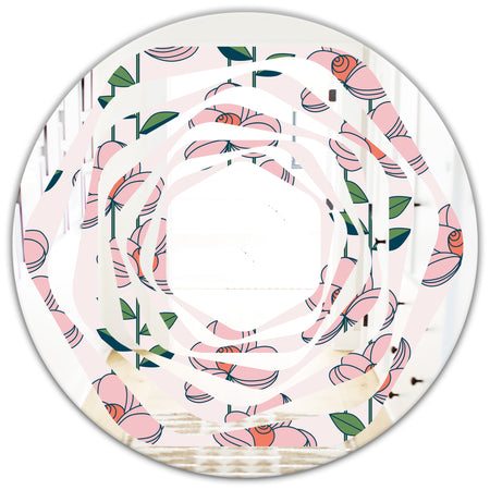 Floral Botanical Retro XII - Cottage Round or Oval Wall Mirror - Whirl
