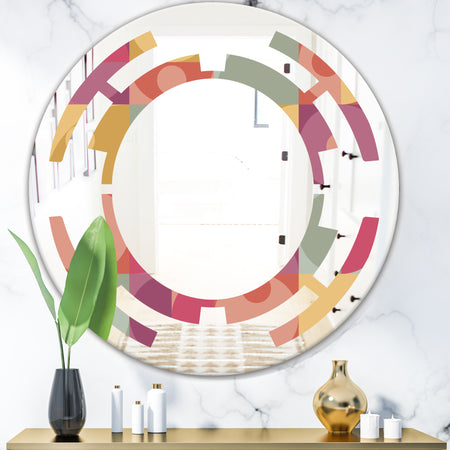 Geometric Retro Minimal I - Modern Round or Oval Wall Mirror - Space