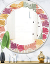 Geometric Retro Minimal I - Modern Round or Oval Wall Mirror - Leaves
