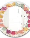 Geometric Retro Minimal I - Modern Round or Oval Wall Mirror - Leaves