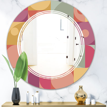 Geometric Retro Minimal I - Modern Round or Oval Wall Mirror - Triple C