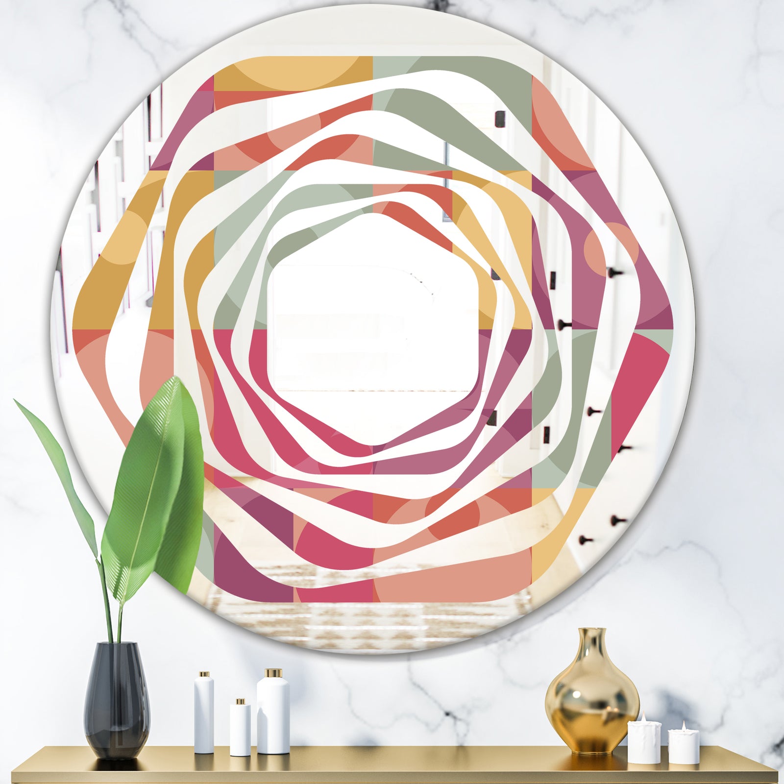 Geometric Retro Minimal I - Modern Round or Oval Wall Mirror - Whirl