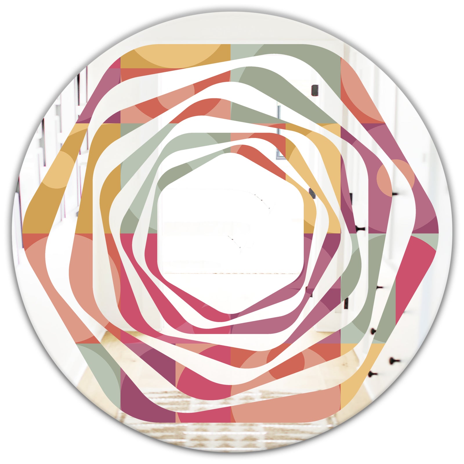 Geometric Retro Minimal I - Modern Round or Oval Wall Mirror - Whirl