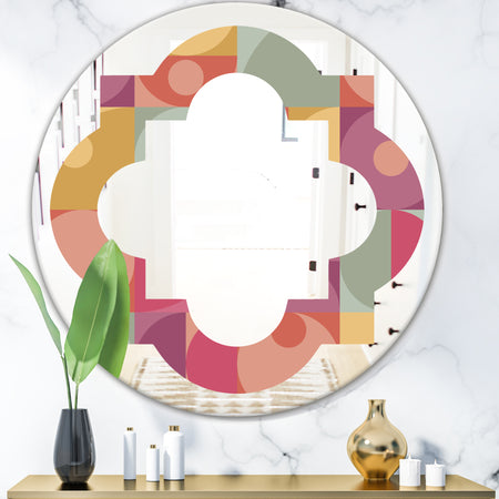 Geometric Retro Minimal I - Modern Round or Oval Wall Mirror - Quatrefoil