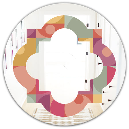 Geometric Retro Minimal I - Modern Round or Oval Wall Mirror - Quatrefoil