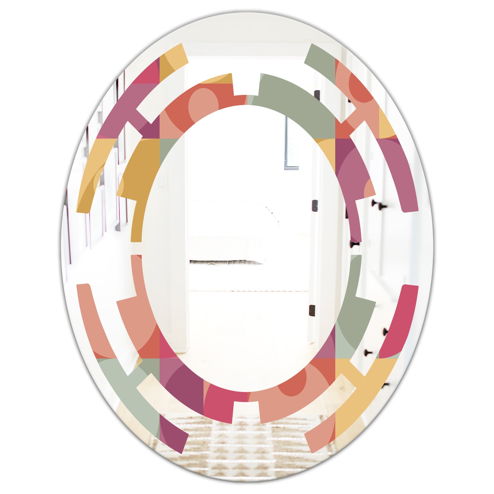 Geometric Retro Minimal I - Modern Round or Oval Wall Mirror - Space