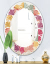 Geometric Retro Minimal I - Modern Round or Oval Wall Mirror - Leaves