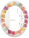 Geometric Retro Minimal I - Modern Round or Oval Wall Mirror - Leaves