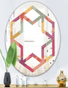 Geometric Retro Minimal I - Modern Round or Oval Wall Mirror - Hexagon Star